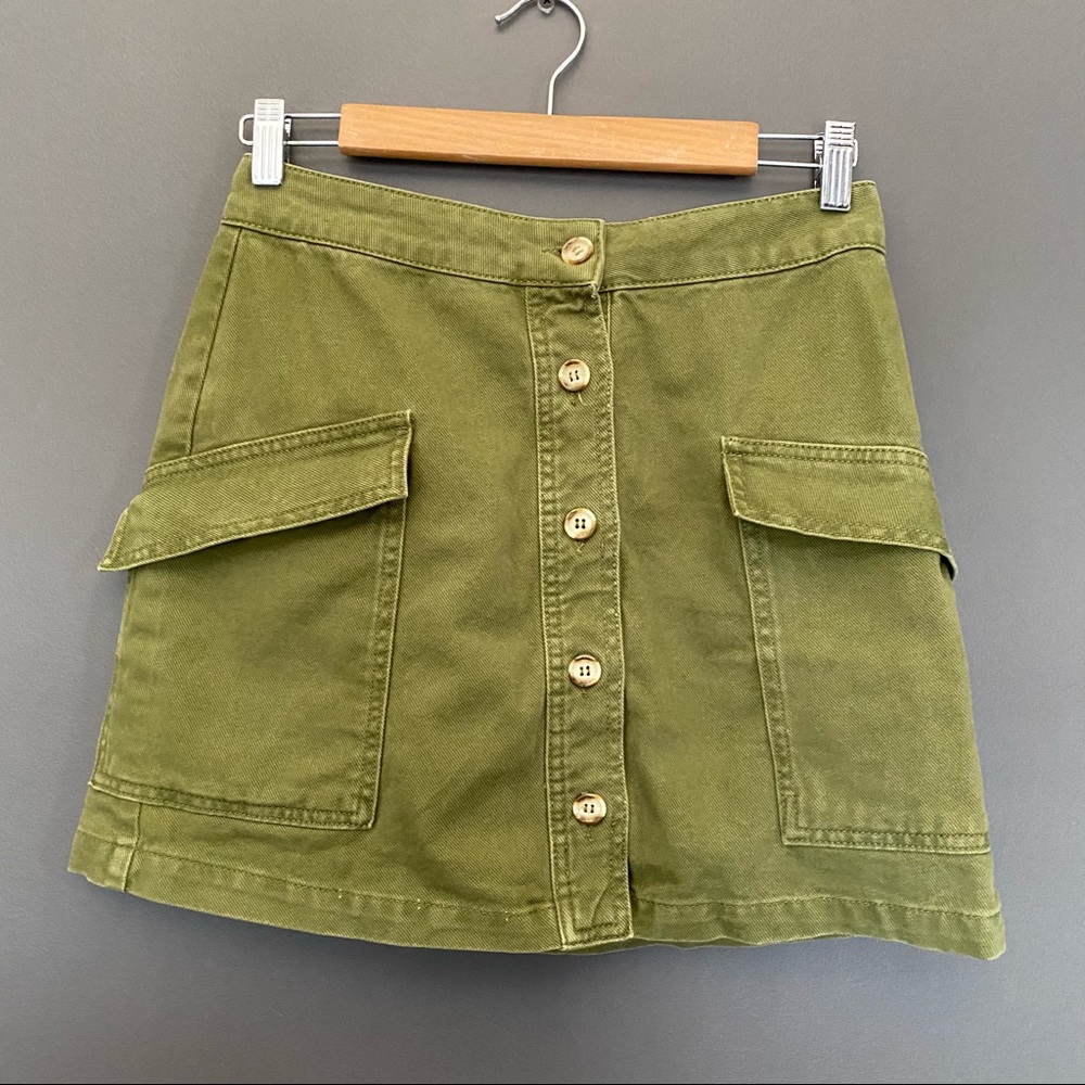 Urban Outfitters BDG Green Button Front Mini Skirt - Picture 4 of 9